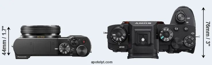 Compare ZS100 versus A9 II top