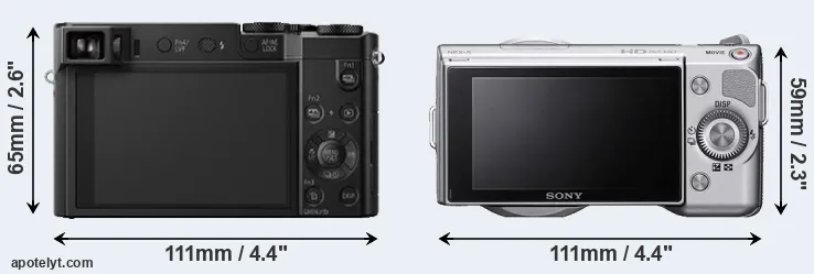 Comparison ZS100 or NEX-5 rear