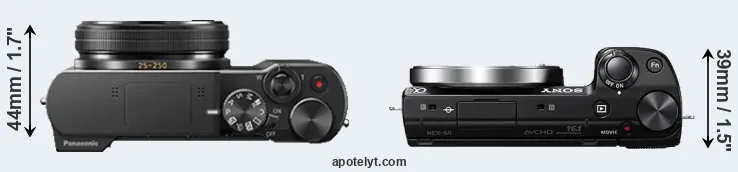 Compare ZS100 versus NEX-5R top