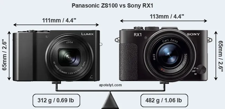 Size Panasonic ZS100 vs Sony RX1