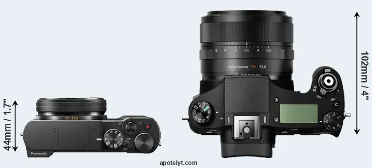 Compare ZS100 versus RX10 top
