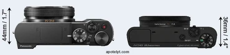 Compare ZS100 versus RX100 top