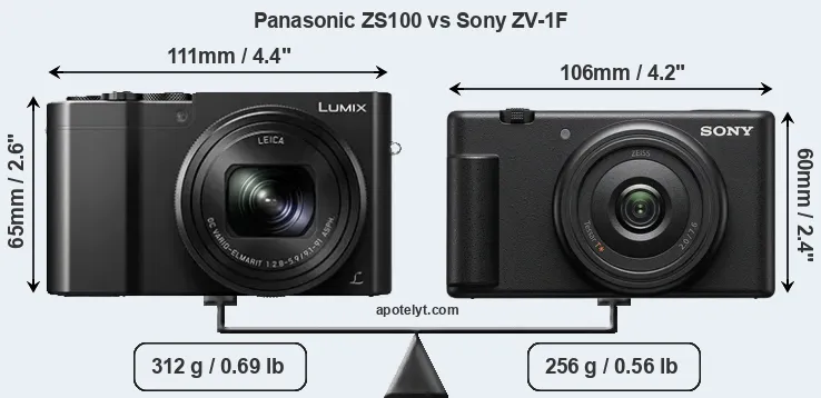 Size Panasonic ZS100 vs Sony ZV-1F