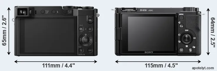 Comparison ZS100 or ZV-E10 rear