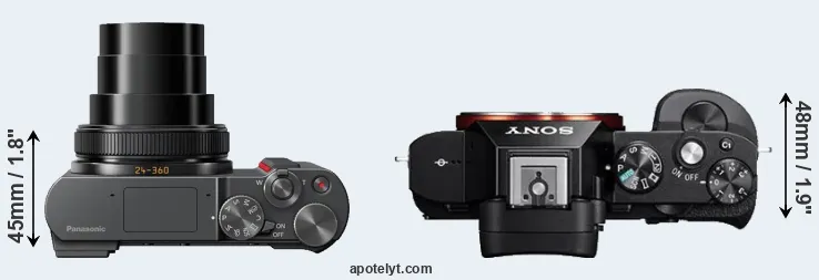 Compare ZS200 versus A7R top