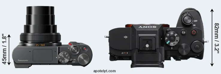 Compare ZS200 versus A7R V top