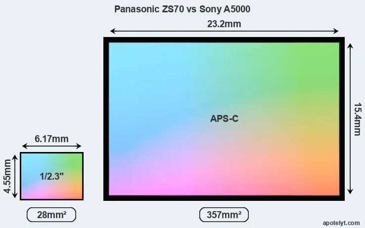 Panasonic ZS70 and Sony A5000 sensor measures