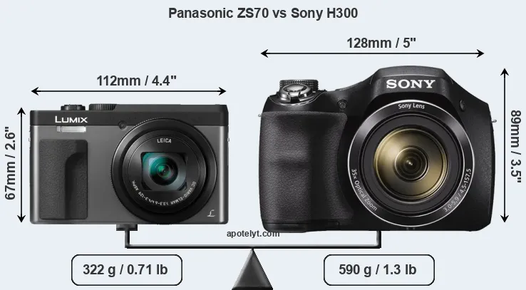 Size Panasonic ZS70 vs Sony H300
