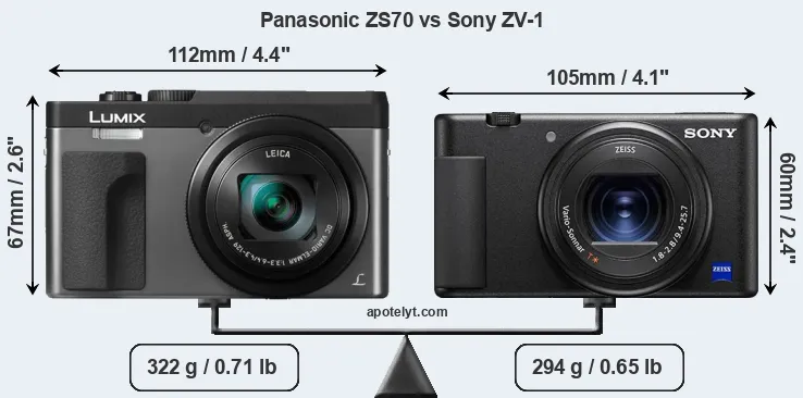 Size Panasonic ZS70 vs Sony ZV-1