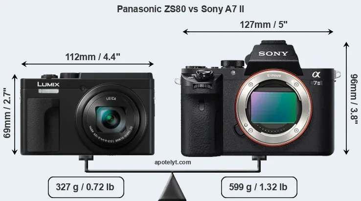 Size Panasonic ZS80 vs Sony A7 II