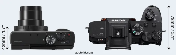 Compare ZS80 versus A7R IV top