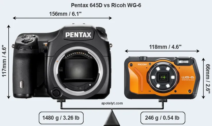 Size Pentax 645D vs Ricoh WG-6