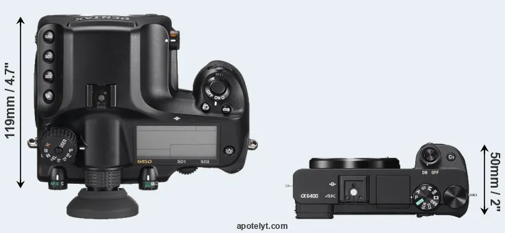 Compare 645D versus A6400 top