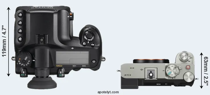 Compare 645D versus A7C II top