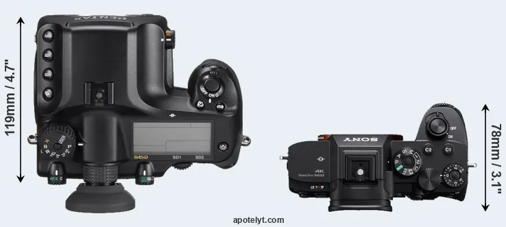 Compare 645D versus A7R IV top