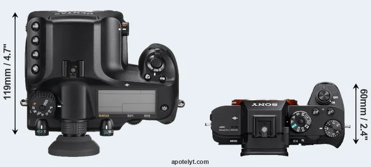 Compare 645D versus A7S II top