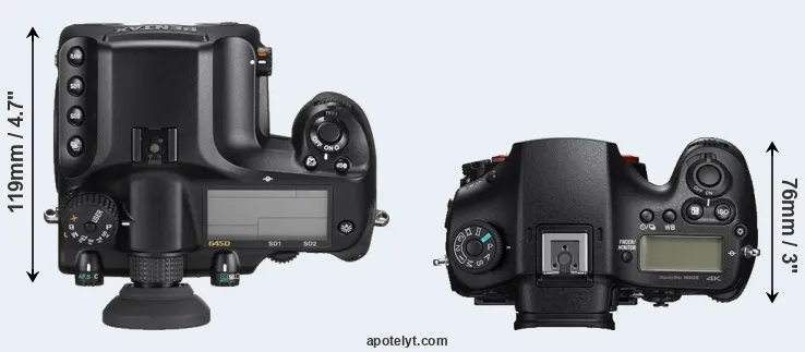 Compare 645D versus A99 II top