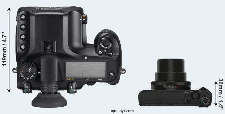 Compare 645D versus HX90V top