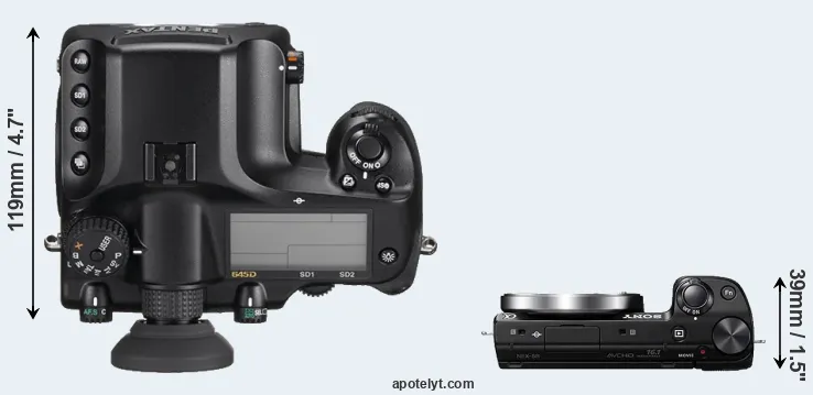 Compare 645D versus NEX-5R top