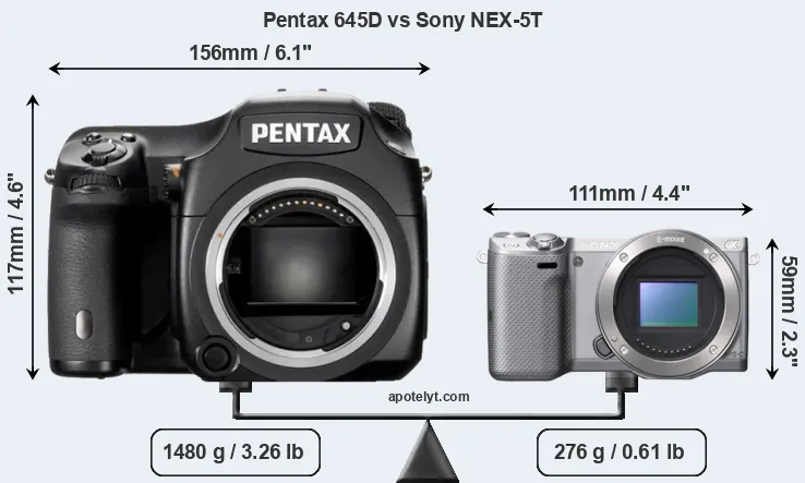 Size Pentax 645D vs Sony NEX-5T