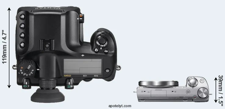 Compare 645D versus NEX-5T top