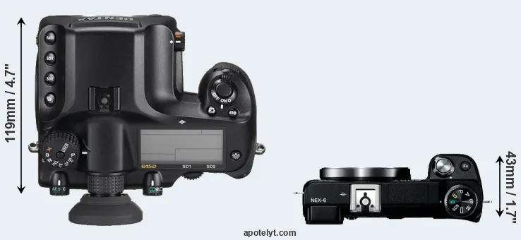Compare 645D versus NEX-6 top
