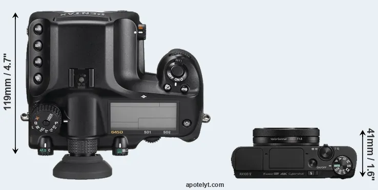 Compare 645D versus RX100 V top