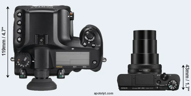 Compare 645D versus RX100 VI top