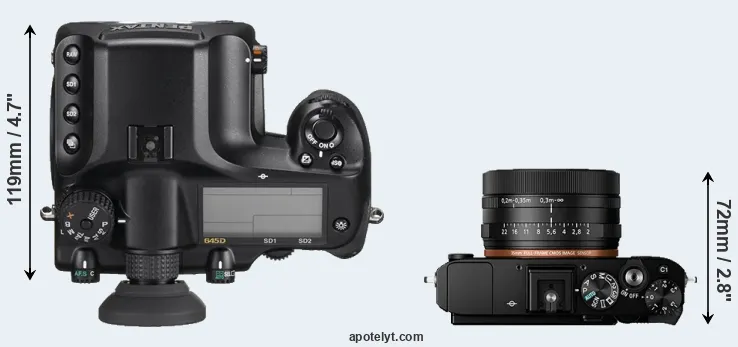 Compare 645D versus RX1R II top