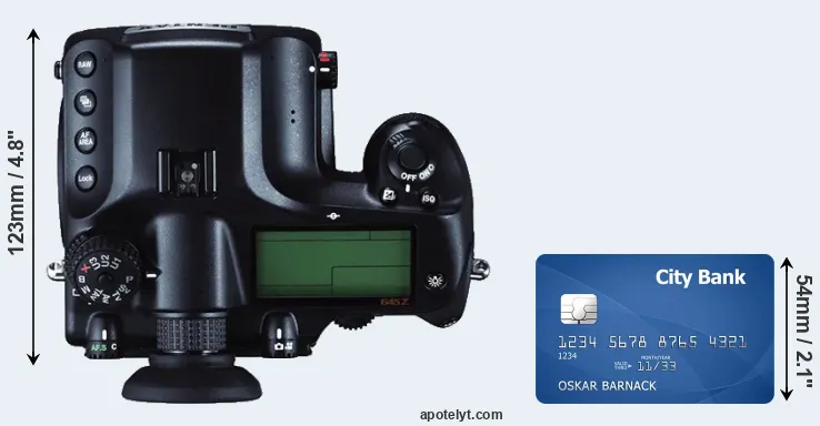 645Z versus credit card top view