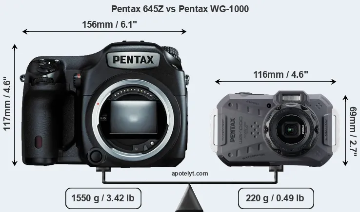 Size Pentax 645Z vs Pentax WG-1000