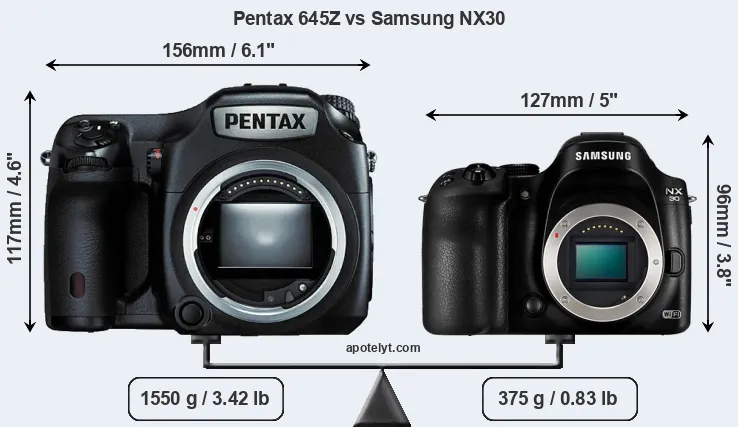 Size Pentax 645Z vs Samsung NX30