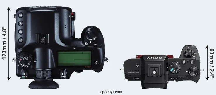 Compare 645Z versus A7R II top