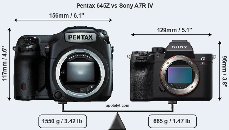 Size Pentax 645Z vs Sony A7R IV