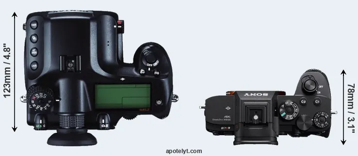 Compare 645Z versus A7R IV top