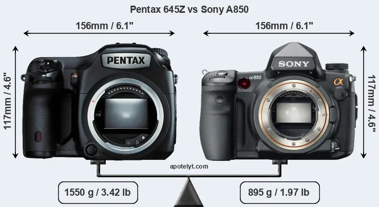 Size Pentax 645Z vs Sony A850