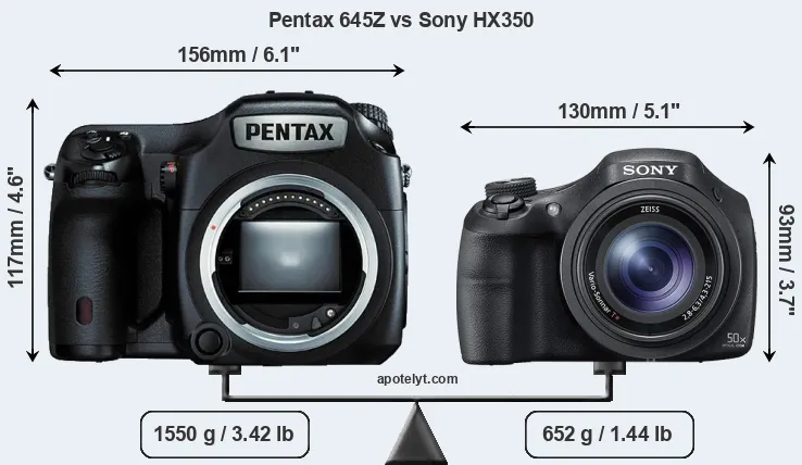 Size Pentax 645Z vs Sony HX350