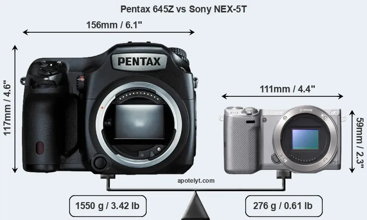 Size Pentax 645Z vs Sony NEX-5T