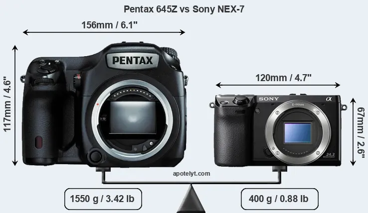 Size Pentax 645Z vs Sony NEX-7