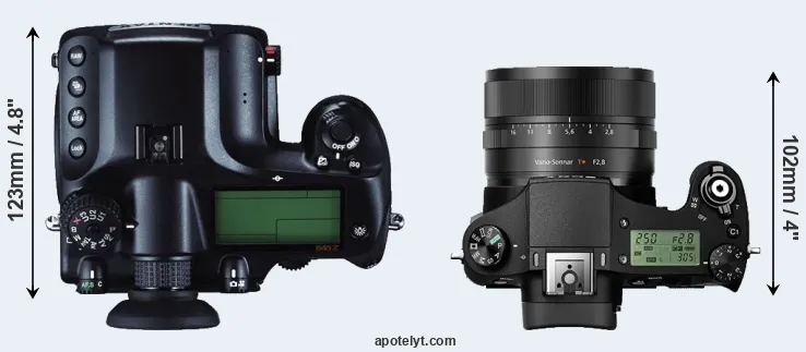 Compare 645Z versus RX10 II top
