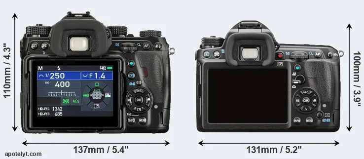 Comparison K-1 II or K-3 II rear