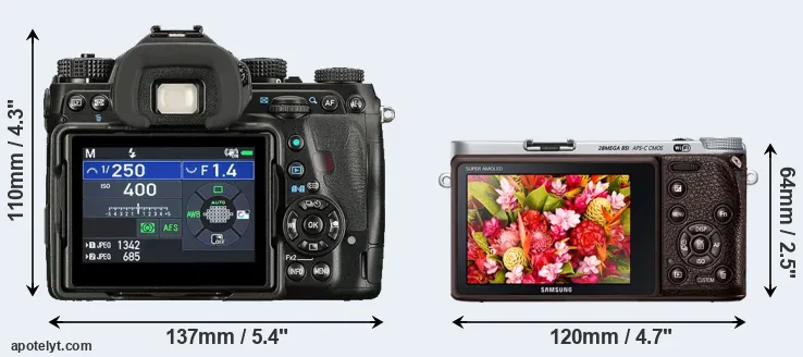 Comparison K-1 II or NX500 rear