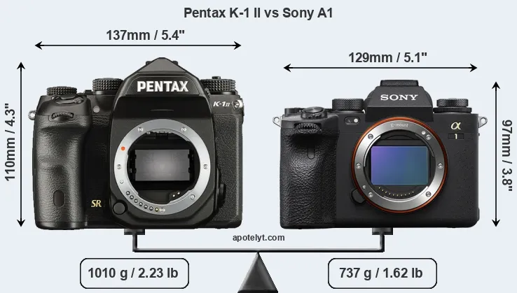 Size Pentax K-1 II vs Sony A1
