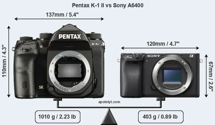 Size Pentax K-1 II vs Sony A6400
