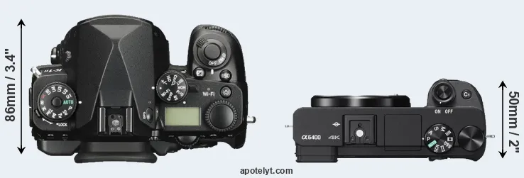 Compare K-1 II versus A6400 top