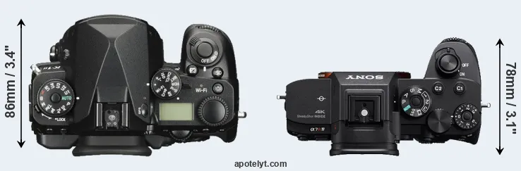 Compare K-1 II versus A7R IV top