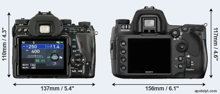 Comparison K-1 II or A850 rear