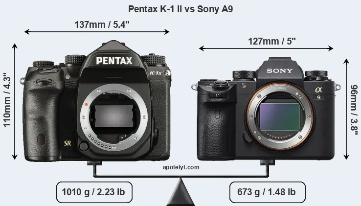 Size Pentax K-1 II vs Sony A9