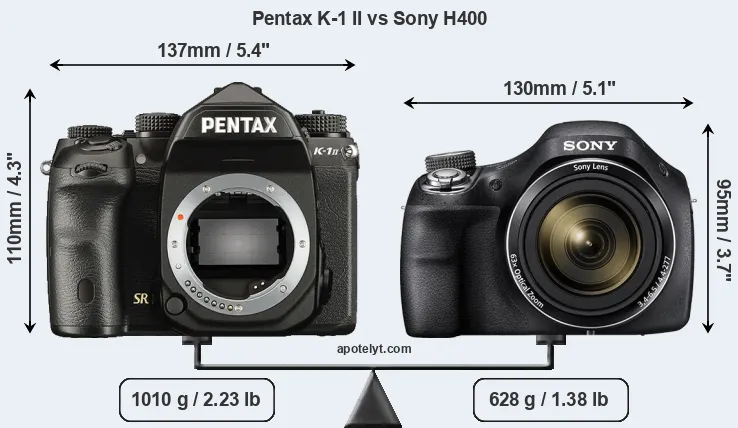 Size Pentax K-1 II vs Sony H400