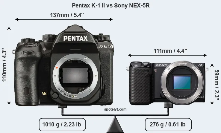 Size Pentax K-1 II vs Sony NEX-5R